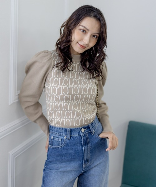 clear(クリア)の「モノグラムロゴ長袖ニットトップス(ニット/セーター・レディース・グレイッシュベージュ/ブルーグレー/ブラック/アイボリー・F)」の22枚目の写真