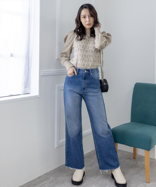 clear(クリア)の「モノグラムロゴ長袖ニットトップス(ニット/セーター・レディース・グレイッシュベージュ/ブルーグレー/ブラック/アイボリー・F)」の21枚目の写真