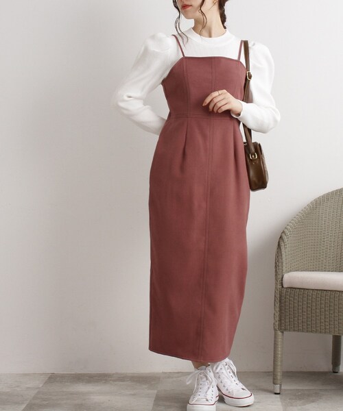 Cutie Blonde（キューティーブロンド）の「◆配色ステッチキャミワンピース（ワンピース・レディース・ブラック/アイボリー/ピンク系・02/03）」の3枚目の写真