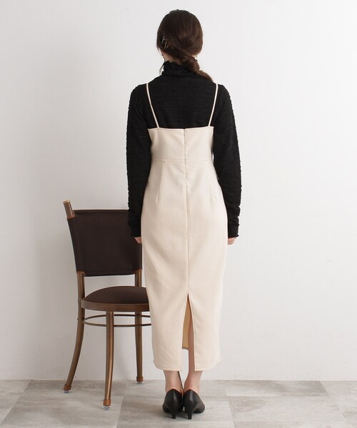 Cutie Blonde（キューティーブロンド）の「◆配色ステッチキャミワンピース（ワンピース・レディース・ブラック/アイボリー/ピンク系・02/03）」の6枚目の写真