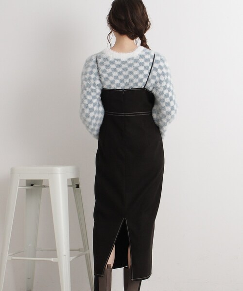 Cutie Blonde（キューティーブロンド）の「◆配色ステッチキャミワンピース（ワンピース・レディース・ブラック/アイボリー/ピンク系・02/03）」の13枚目の写真