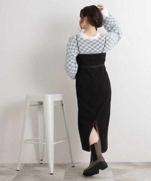 Cutie Blonde（キューティーブロンド）の「◆配色ステッチキャミワンピース（ワンピース・レディース・ブラック/アイボリー/ピンク系・02/03）」の16枚目の写真