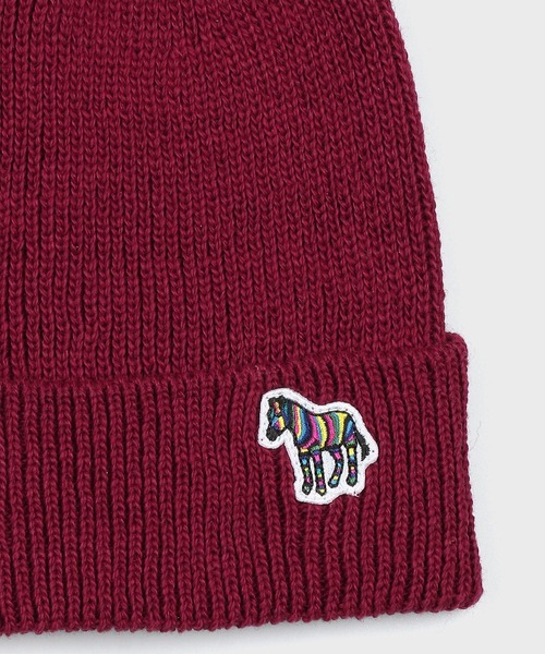 PS Paul Smith（ピーエスポールスミス）の「ゼブラパッチ ニットキャップ / 220313 582VO（ニットキャップ/ビーニー・メンズ・ネイビー/グレー/マルーン/ブラック・FREE）」の6枚目の写真