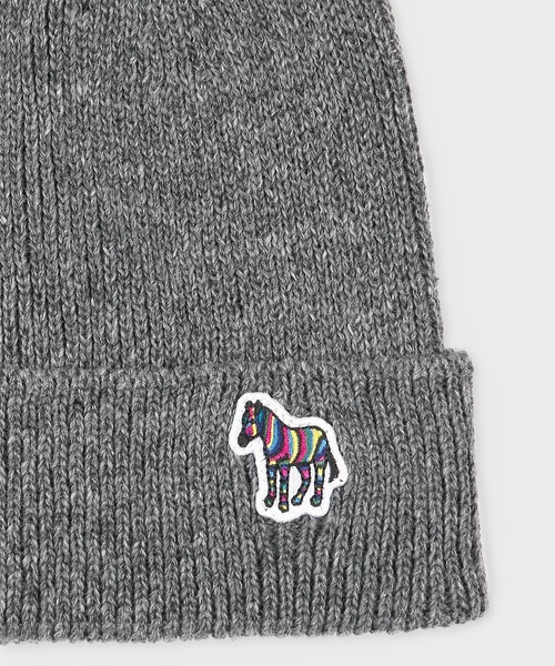 PS Paul Smith（ピーエスポールスミス）の「ゼブラパッチ ニットキャップ / 220313 582VO（ニットキャップ/ビーニー・メンズ・ネイビー/グレー/マルーン/ブラック・FREE）」の5枚目の写真