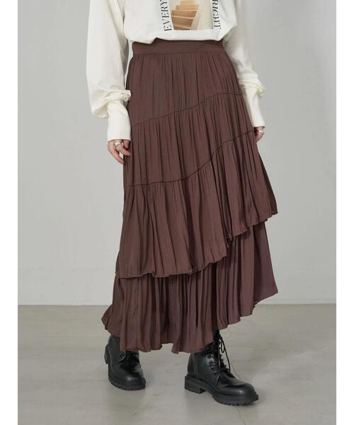 earth music&ecology(アースミュージックアンドエコロジー)の「イレヘムティアードスカート(スカート・レディース・ライトベージュ/ブラウン/ブラック/ラベンダー・FREE)」の6枚目の写真