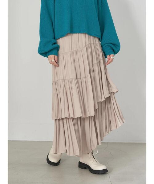earth music&ecology(アースミュージックアンドエコロジー)の「イレヘムティアードスカート(スカート・レディース・ライトベージュ/ブラウン/ブラック/ラベンダー・FREE)」の7枚目の写真