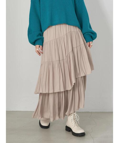 earth music&ecology(アースミュージックアンドエコロジー)の「イレヘムティアードスカート(スカート・レディース・ライトベージュ/ブラウン/ブラック/ラベンダー・FREE)」の8枚目の写真