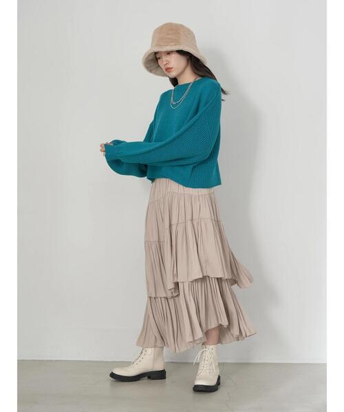 earth music&ecology(アースミュージックアンドエコロジー)の「イレヘムティアードスカート(スカート・レディース・ライトベージュ/ブラウン/ブラック/ラベンダー・FREE)」の12枚目の写真