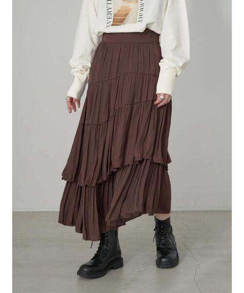 earth music&ecology(アースミュージックアンドエコロジー)の「イレヘムティアードスカート(スカート・レディース・ライトベージュ/ブラウン/ブラック/ラベンダー・FREE)」の14枚目の写真