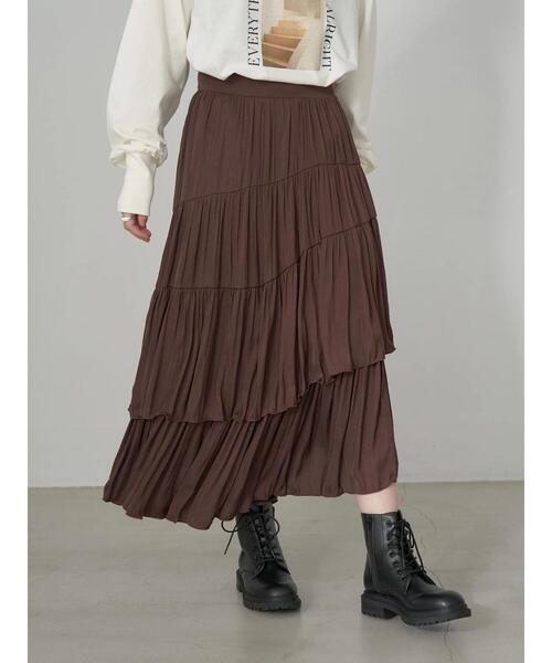 earth music&ecology(アースミュージックアンドエコロジー)の「イレヘムティアードスカート(スカート・レディース・ライトベージュ/ブラウン/ブラック/ラベンダー・FREE)」の15枚目の写真