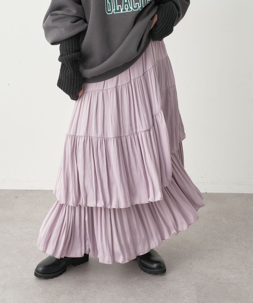 earth music&ecology(アースミュージックアンドエコロジー)の「イレヘムティアードスカート(スカート・レディース・ライトベージュ/ブラウン/ブラック/ラベンダー・FREE)」の1枚目の写真