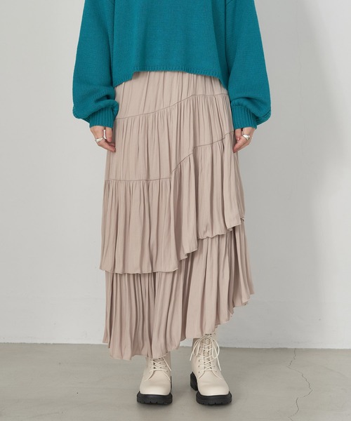 earth music&ecology(アースミュージックアンドエコロジー)の「イレヘムティアードスカート(スカート・レディース・ライトベージュ/ブラウン/ブラック/ラベンダー・FREE)」の4枚目の写真