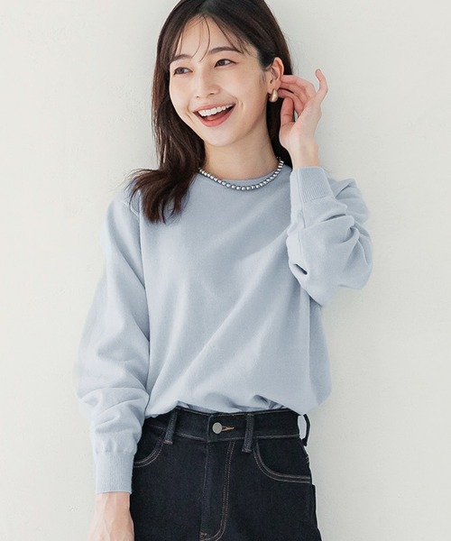 coca（coca）（コカ）の「ウールタッチUネックニット（ニット/セーター・レディース・ネイビー/ライトピンク/アイボリー/ライトブルー/ブラック・M/L/S）」の4枚目の写真