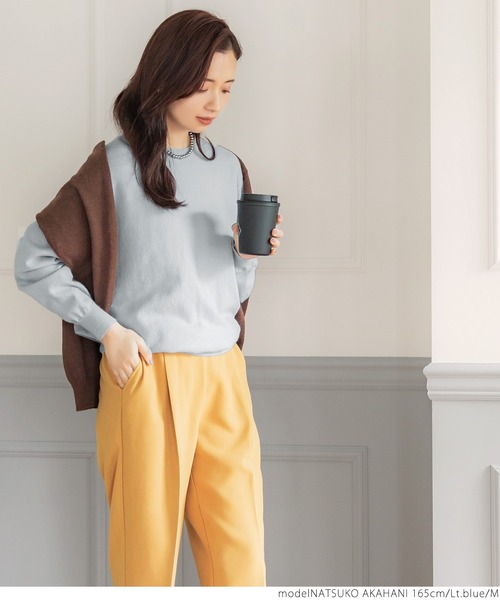 coca（coca）（コカ）の「ウールタッチUネックニット（ニット/セーター・レディース・ネイビー/ライトピンク/アイボリー/ライトブルー/ブラック・M/L/S）」の13枚目の写真