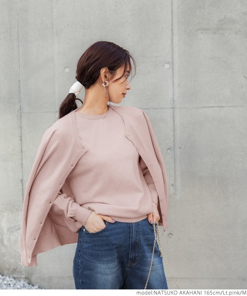 coca（coca）（コカ）の「ウールタッチUネックニット（ニット/セーター・レディース・ネイビー/ライトピンク/アイボリー/ライトブルー/ブラック・M/L/S）」の20枚目の写真