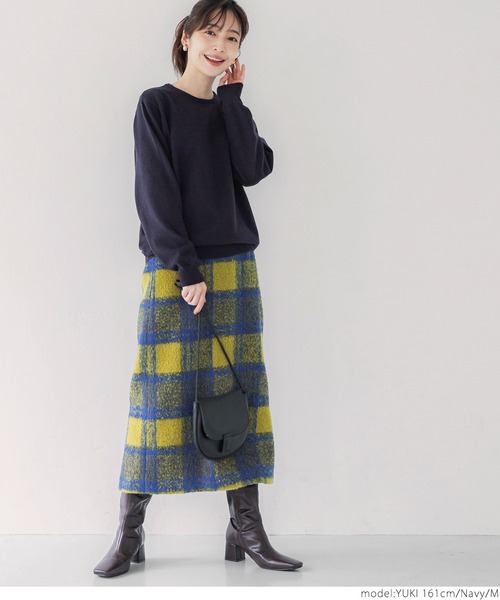 coca（coca）（コカ）の「ウールタッチUネックニット（ニット/セーター・レディース・ネイビー/ライトピンク/アイボリー/ライトブルー/ブラック・M/L/S）」の14枚目の写真