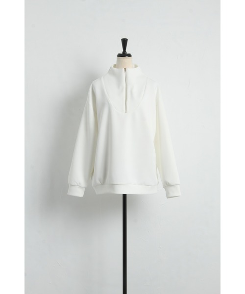 &. NOSTALGIA（アンドドットノスタルジア）の「【ZOZO限定】ハーフジップポンチプルオーバー（パーカー・レディース・ホワイト/ブラック・FREE）」の4枚目の写真