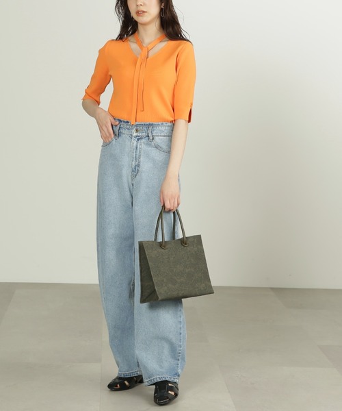 FREE'S MART（フリーズマート）の「◇エンボスペイズリーバッグ（トートバッグ・レディース・ブラウン/ブラック/ホワイト/カーキ・ﾌﾘ-）」の11枚目の写真