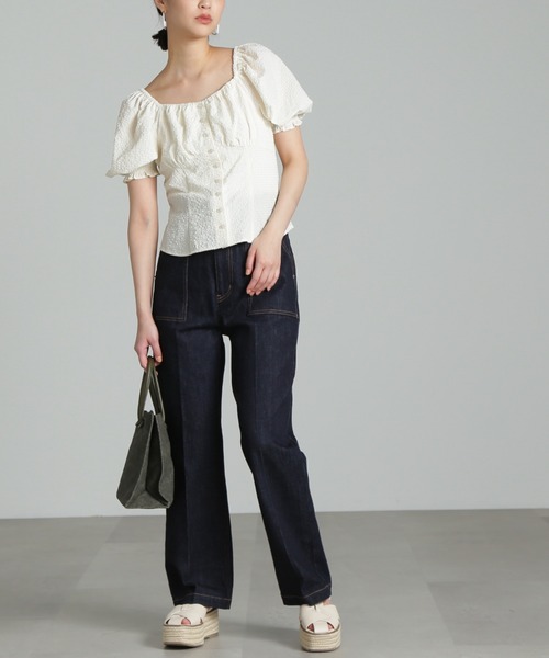 FREE'S MART（フリーズマート）の「◇エンボスペイズリーバッグ（トートバッグ・レディース・ブラウン/ブラック/ホワイト/カーキ・ﾌﾘ-）」の7枚目の写真