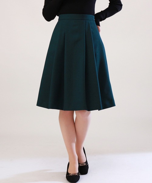 TRUDEA(トルディア)の「タックフレアスカート(スカート・レディース・ブラック/グリーン/グレイッシュベージュ/ネイビー・SMALL/X-SMALL/MEDIUM/LARGE)」の4枚目の写真
