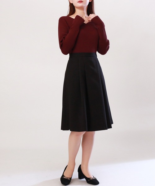 TRUDEA(トルディア)の「タックフレアスカート(スカート・レディース・ブラック/グリーン/グレイッシュベージュ/ネイビー・SMALL/X-SMALL/MEDIUM/LARGE)」の22枚目の写真