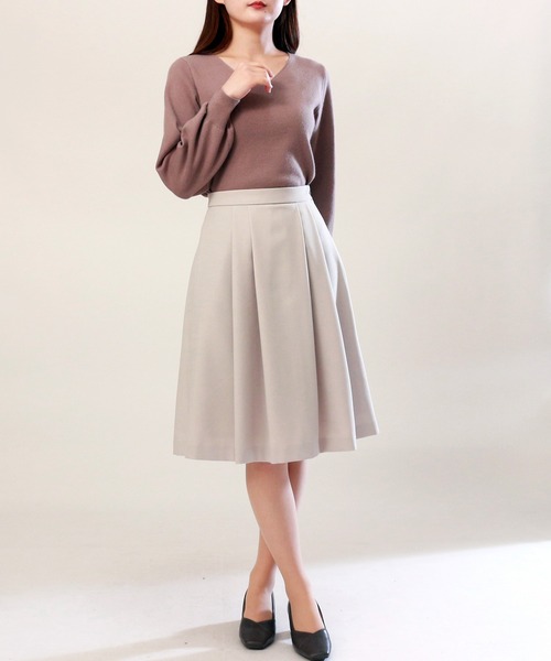 TRUDEA(トルディア)の「タックフレアスカート(スカート・レディース・ブラック/グリーン/グレイッシュベージュ/ネイビー・SMALL/X-SMALL/MEDIUM/LARGE)」の17枚目の写真