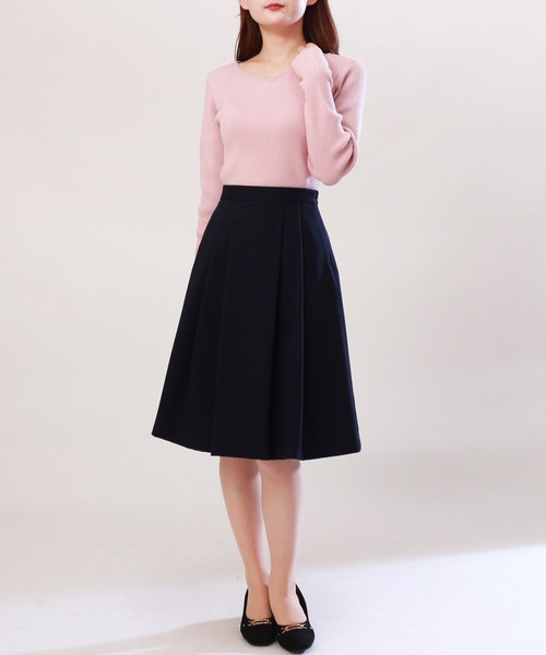 TRUDEA(トルディア)の「タックフレアスカート(スカート・レディース・ブラック/グリーン/グレイッシュベージュ/ネイビー・SMALL/X-SMALL/MEDIUM/LARGE)」の12枚目の写真