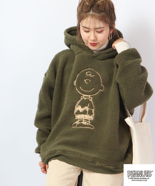PEANUTS(ピーナッツ)の「PEANUTS スヌーピー/チャーリーブラウン ボアパーカー(パーカー・レディース・ネイビー/カーキ/アイボリー/カーキ系/ホワイト系その他/ネイビー系/カーキ系1/ネイビー系1/ホワイト系その他2・M/L)」の5枚目の写真