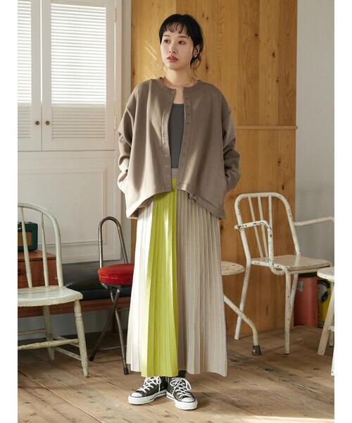 CRAFT STANDARD BOUTIQUE（クラフトスタンダードブティック）の「マルチストライプバイカラーニットスカート（スカート・レディース・イエロー/ピンク/グリーン・FREE）」の7枚目の写真