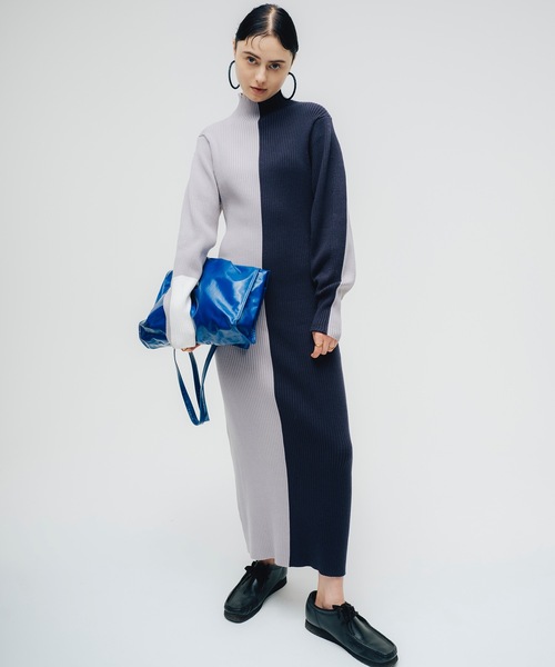 led.tokyo（レッドトウキョウ）の「【led.tokyo】バックオープンバイカラーリブニットワンピース（ワンピース・レディース・グレー/ブラック・FREE）」の22枚目の写真