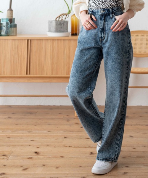 WEGO（ウィゴー）の「WEGO/【マルチサイズ】ウエストフィットワイドストレートパンツ（デニムパンツ・レディース・ブラック系その他/ブラック/インディゴブルー/ライトインディゴブルー/コバルトブルー・X-SMALL/SMALL/MEDIUM/LARGE/X-LARGE）」の5枚目の写真