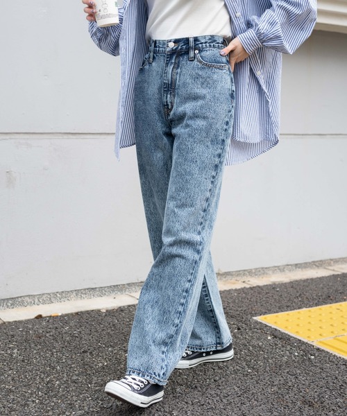 WEGO（ウィゴー）の「WEGO/【マルチサイズ】ウエストフィットワイドストレートパンツ（デニムパンツ・レディース・ブラック系その他/ブラック/インディゴブルー/ライトインディゴブルー/コバルトブルー・X-SMALL/SMALL/MEDIUM/LARGE/X-LARGE）」の21枚目の写真