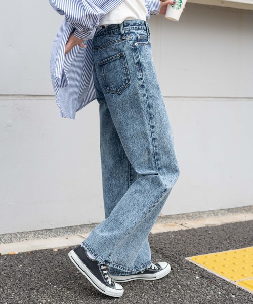 WEGO（ウィゴー）の「WEGO/【マルチサイズ】ウエストフィットワイドストレートパンツ（デニムパンツ・レディース・ブラック系その他/ブラック/インディゴブルー/ライトインディゴブルー/コバルトブルー・X-SMALL/SMALL/MEDIUM/LARGE/X-LARGE）」の22枚目の写真