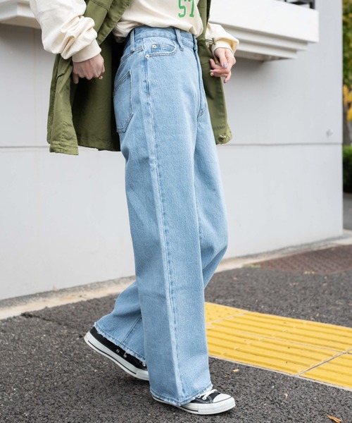 WEGO（ウィゴー）の「WEGO/【マルチサイズ】ウエストフィットワイドストレートパンツ（デニムパンツ・レディース・ブラック系その他/ブラック/インディゴブルー/ライトインディゴブルー/コバルトブルー・X-SMALL/SMALL/MEDIUM/LARGE/X-LARGE）」の17枚目の写真