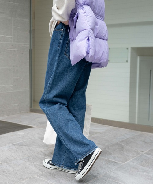 WEGO（ウィゴー）の「WEGO/【マルチサイズ】ウエストフィットワイドストレートパンツ（デニムパンツ・レディース・ブラック系その他/ブラック/インディゴブルー/ライトインディゴブルー/コバルトブルー・X-SMALL/SMALL/MEDIUM/LARGE/X-LARGE）」の12枚目の写真