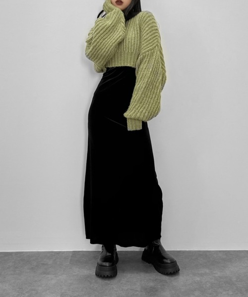 LVEU.（ラブユ.）の「【LVEU.】ベロアキャミソールワンピース / ワンピース きれいめ ワンピ キャミソール キャミ ロング タイト キャミワンピ ベロア 起毛 ブラック（ワンピース・レディース・ブラック・FREE）」の18枚目の写真