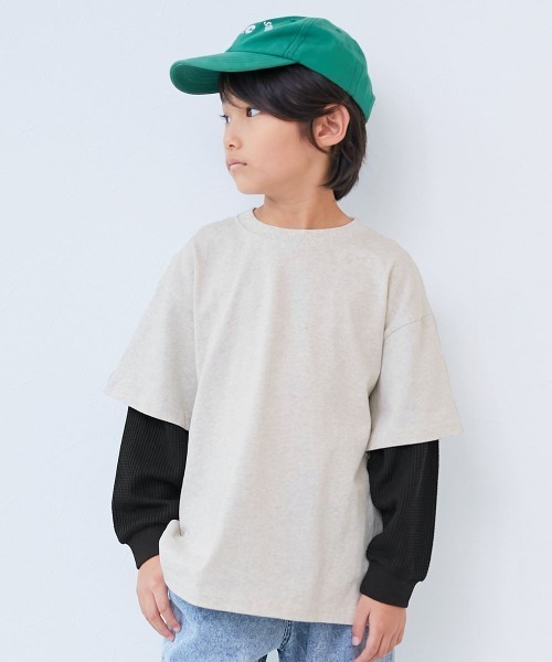 devirock(デビロック)の「レイヤード風 長袖Tシャツ(Tシャツ/カットソー・キッズ・ブルー系その他/スミクロ/ダークパープル/グレー系その他/グリーン系6/グリーン系/チャコール/ブルー系その他2/オートミール・120cm/110cm/130cm/100cm/140cm/160cm/150cm)」の5枚目の写真