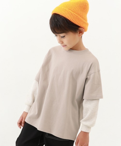 devirock(デビロック)の「レイヤード風 長袖Tシャツ(Tシャツ/カットソー・キッズ・ブルー系その他/スミクロ/ダークパープル/グレー系その他/グリーン系6/グリーン系/チャコール/ブルー系その他2/オートミール・120cm/110cm/130cm/100cm/140cm/160cm/150cm)」の3枚目の写真
