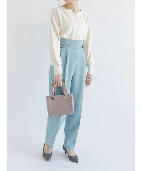 Te chichi（テチチ）の「ダブルクロスハイウエストテーパードパンツ（その他パンツ・レディース・グリーン/ピンク/ブラック・SMALL/MEDIUM）」の8枚目の写真