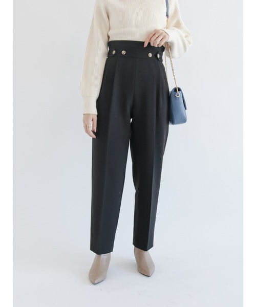 Te chichi（テチチ）の「ダブルクロスハイウエストテーパードパンツ（その他パンツ・レディース・グリーン/ピンク/ブラック・SMALL/MEDIUM）」の2枚目の写真