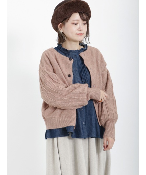 Samansa Mos2（サマンサ モスモス）の「ポップコーン編み前後着ニット（ニット/セーター・レディース・ブラック/ベージュ/オフホワイト/グリーン・ﾌﾘ-）」の4枚目の写真