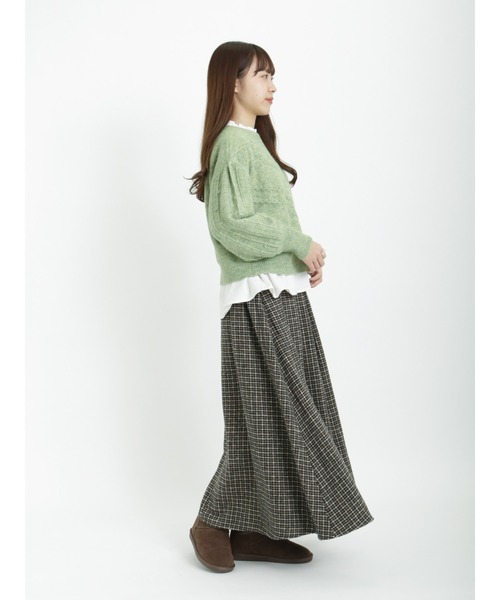 Samansa Mos2（サマンサ モスモス）の「ポップコーン編み前後着ニット（ニット/セーター・レディース・ブラック/ベージュ/オフホワイト/グリーン・ﾌﾘ-）」の19枚目の写真