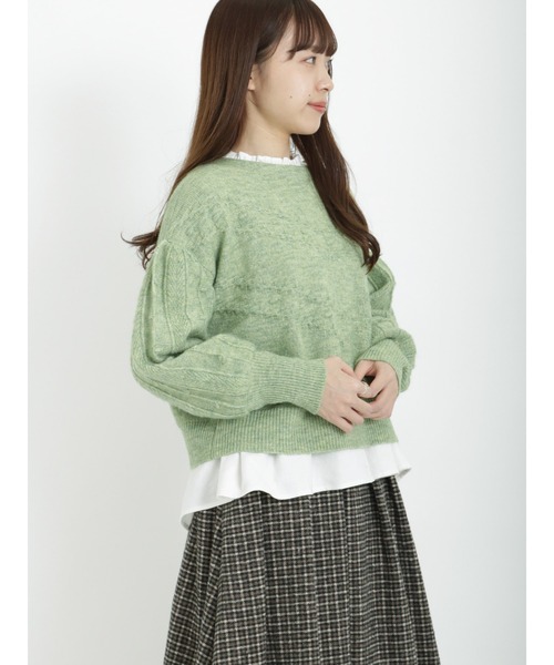 Samansa Mos2（サマンサ モスモス）の「ポップコーン編み前後着ニット（ニット/セーター・レディース・ブラック/ベージュ/オフホワイト/グリーン・ﾌﾘ-）」の5枚目の写真