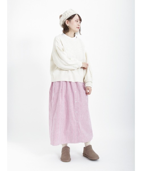 Samansa Mos2（サマンサ モスモス）の「ポップコーン編み前後着ニット（ニット/セーター・レディース・ブラック/ベージュ/オフホワイト/グリーン・ﾌﾘ-）」の14枚目の写真