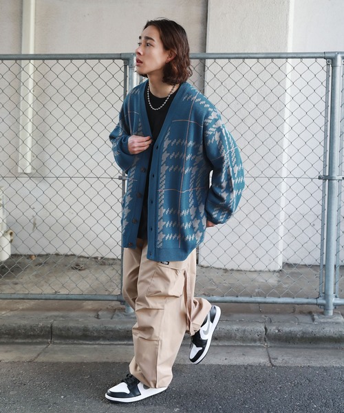 MSG（エムエスジー）の「ジャガードグレンチェックカーディガン（カーディガン/ボレロ・メンズ・ベージュ/ブルー/杢グレー・L/M）」の13枚目の写真