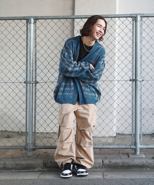 MSG（エムエスジー）の「ジャガードグレンチェックカーディガン（カーディガン/ボレロ・メンズ・ベージュ/ブルー/杢グレー・L/M）」の6枚目の写真