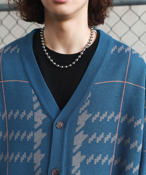 MSG（エムエスジー）の「ジャガードグレンチェックカーディガン（カーディガン/ボレロ・メンズ・ベージュ/ブルー/杢グレー・L/M）」の21枚目の写真