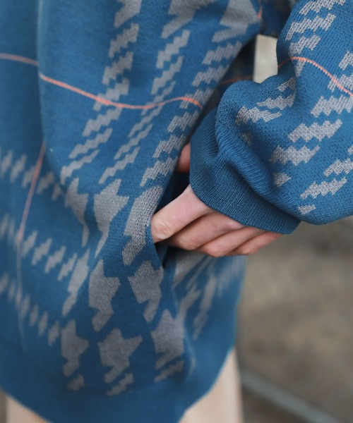 MSG（エムエスジー）の「ジャガードグレンチェックカーディガン（カーディガン/ボレロ・メンズ・ベージュ/ブルー/杢グレー・L/M）」の14枚目の写真
