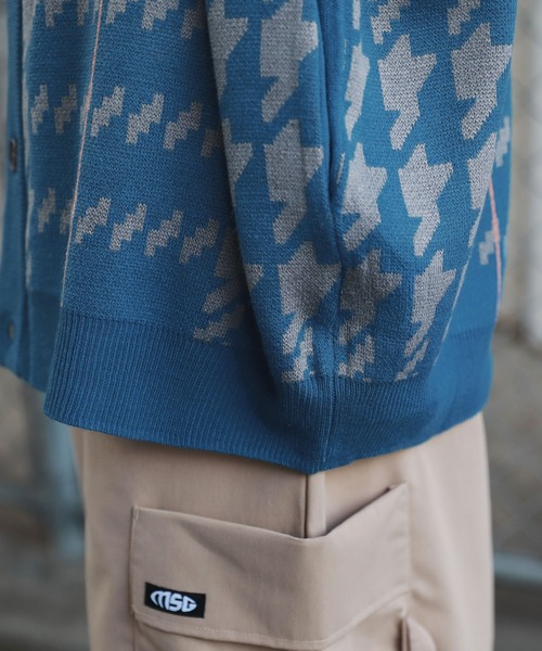 MSG（エムエスジー）の「ジャガードグレンチェックカーディガン（カーディガン/ボレロ・メンズ・ベージュ/ブルー/杢グレー・L/M）」の7枚目の写真