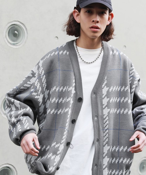 MSG（エムエスジー）の「ジャガードグレンチェックカーディガン（カーディガン/ボレロ・メンズ・ベージュ/ブルー/杢グレー・L/M）」の11枚目の写真